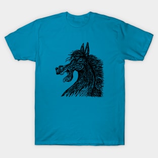 black head of a frightened horse T-Shirt